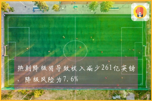 热刺降级将导致收入减少261亿英镑，降级风险为7.6%